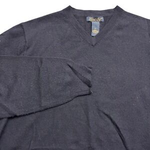 Garret Scott Sweater Mens Size XL Navy Blue 100% Extra Fine Merino Wool Pullover